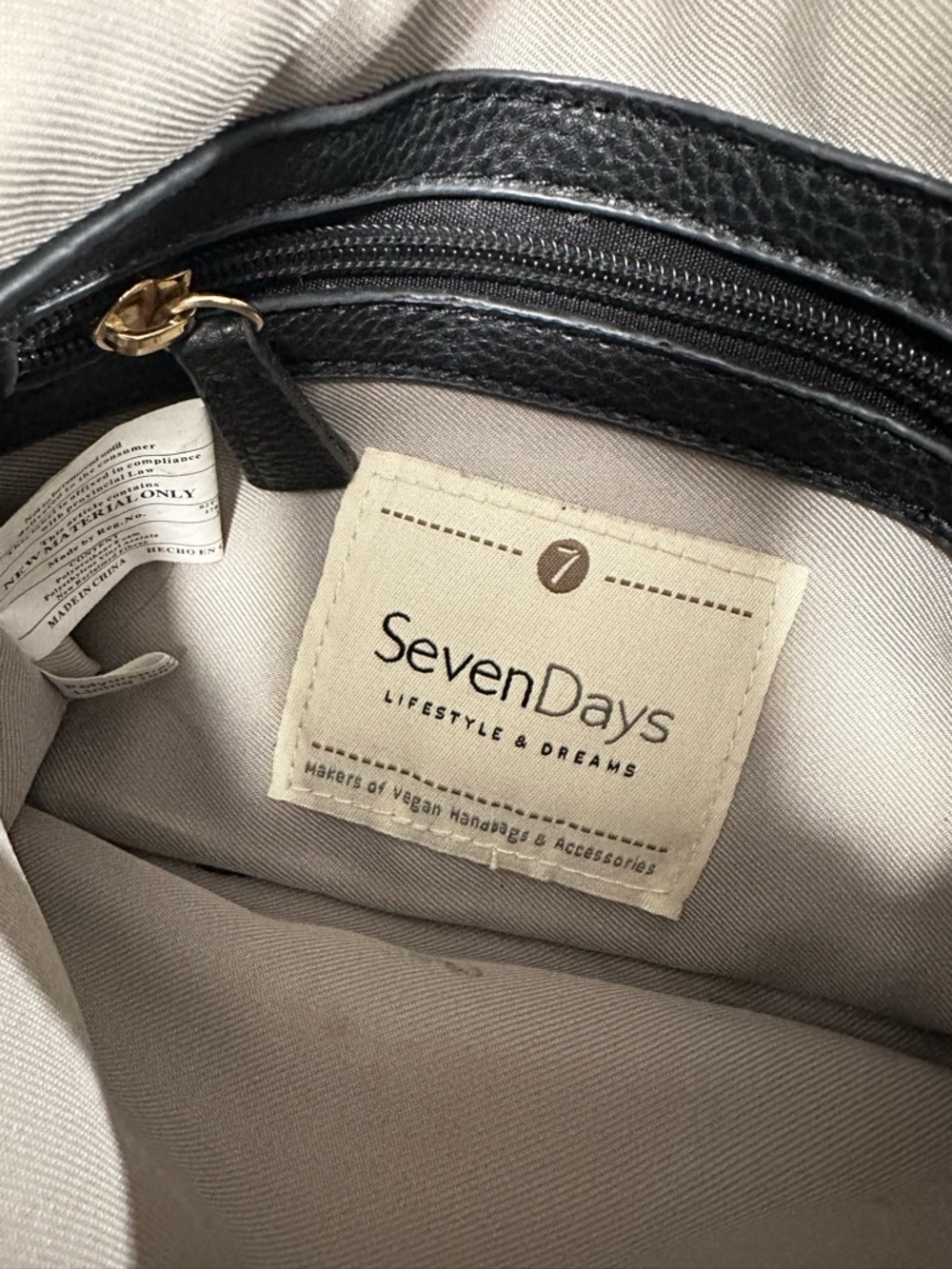 Seven Days Vegan Leather Black Crossbody Bag - Minimalist Shoulder Purse - Picture 11 of 11